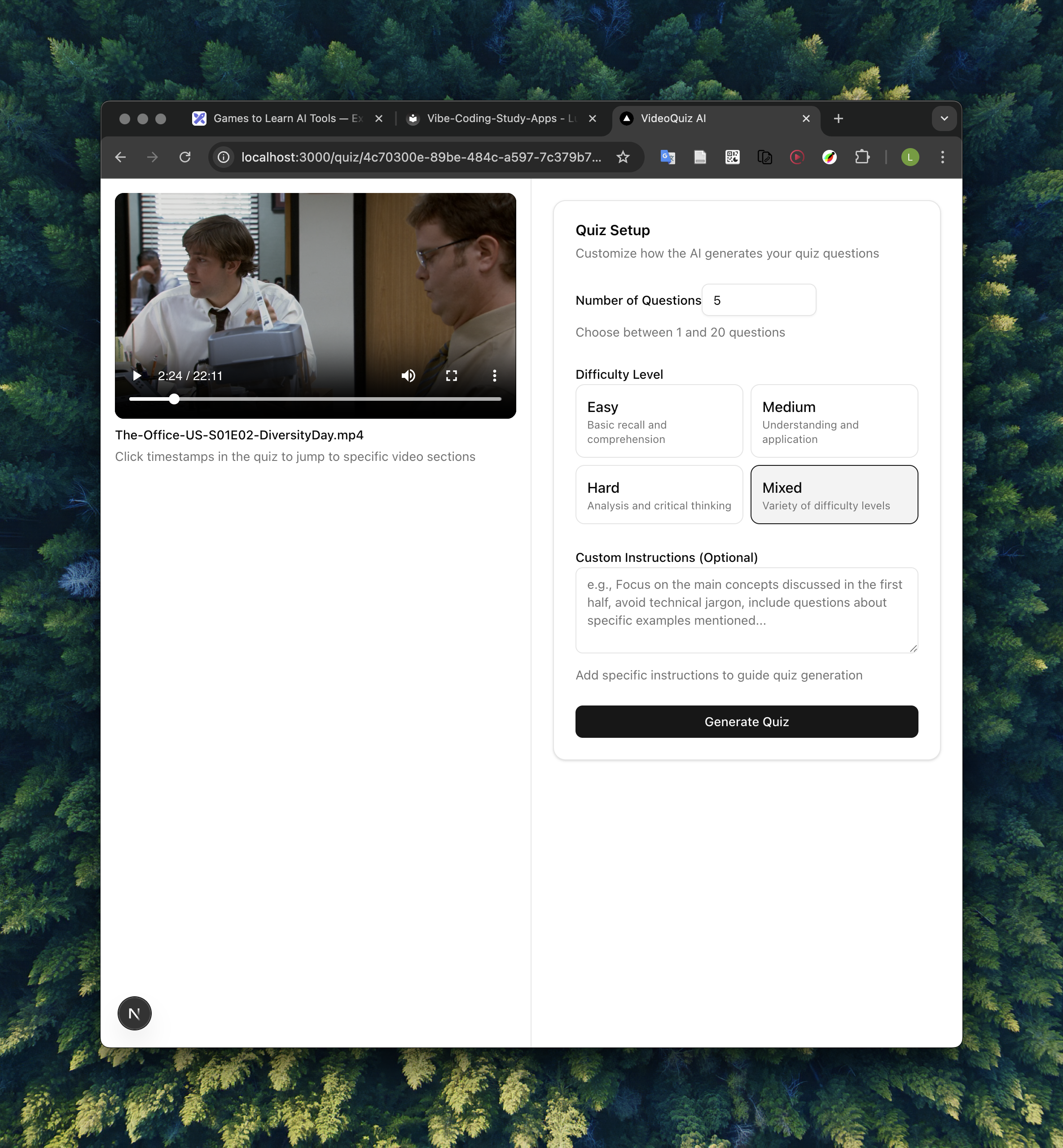 Video Quiz Screenshot 1